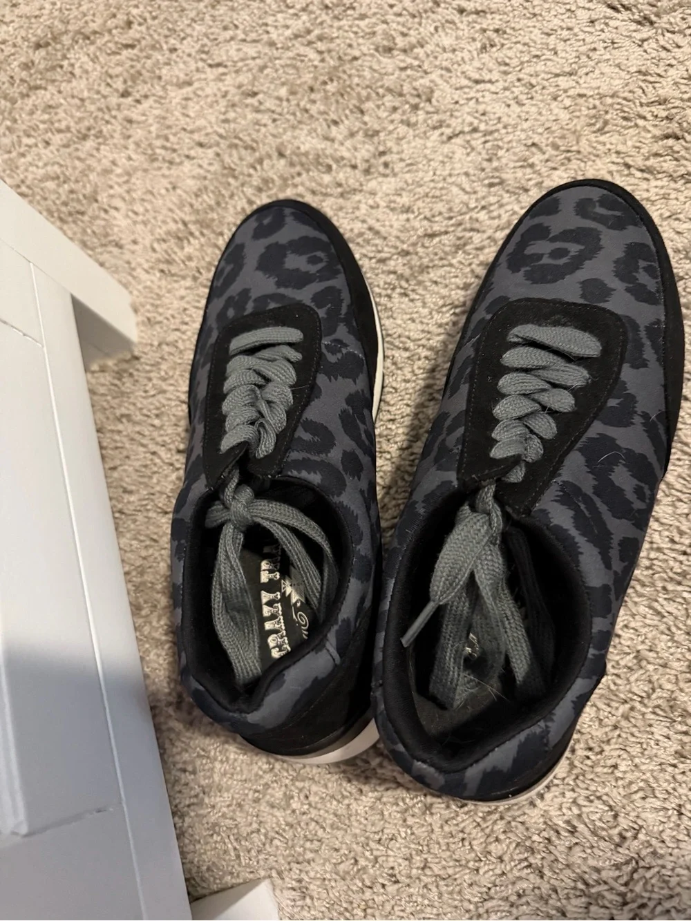 Crazy Train Women's Black and Gray Leopard Print Athletic Sneakers